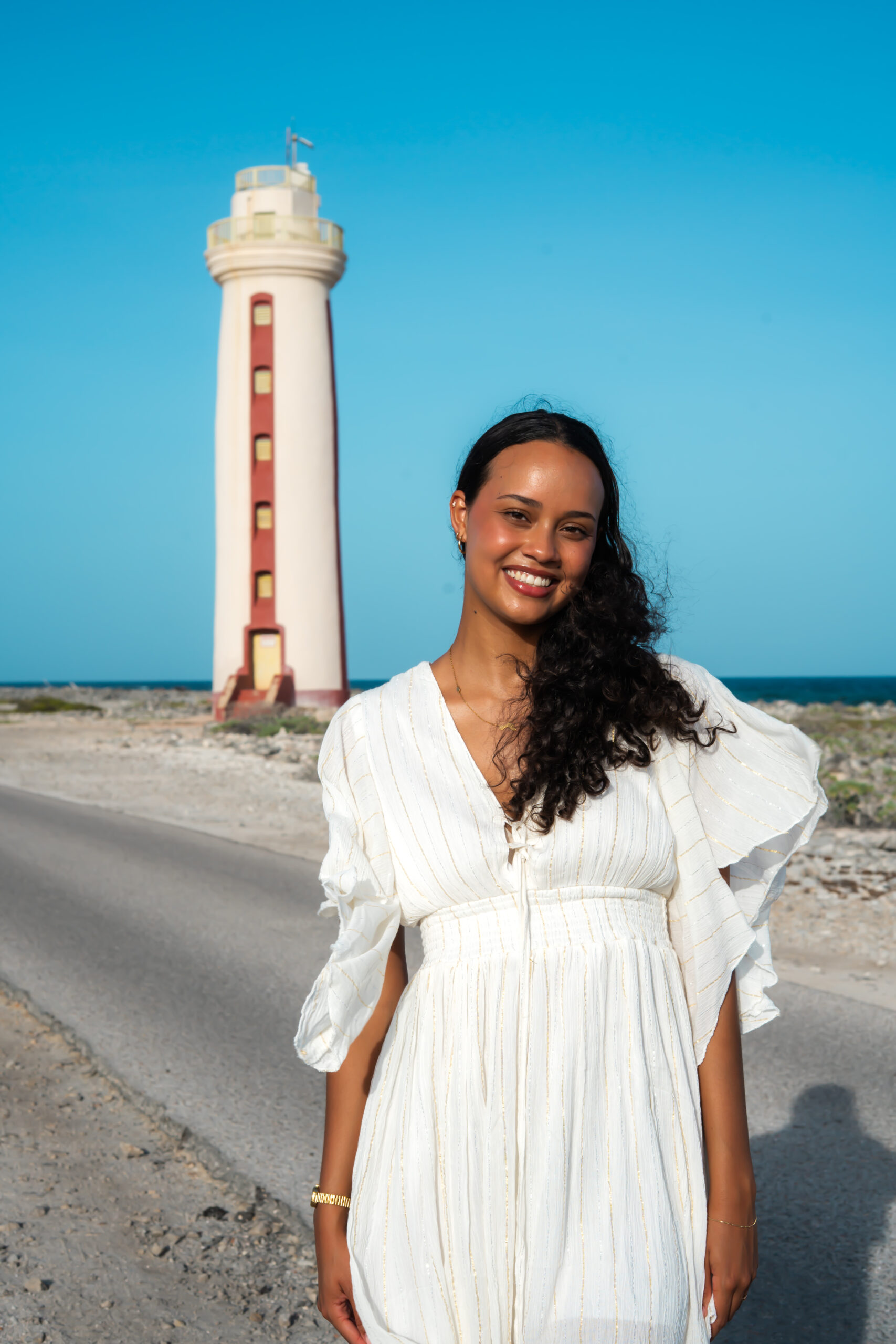 portfolio white dress girl blue sky